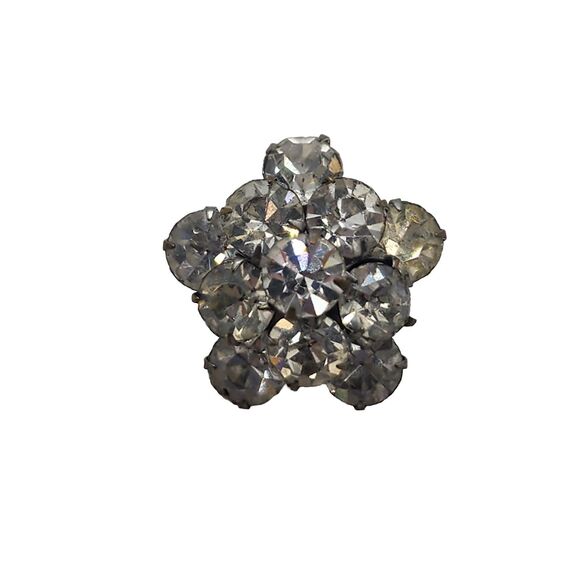Vintage Round Sparkling Brooch Collar Pin Hat Accent Dazzling Mini 1" - Picture 3 of 16
